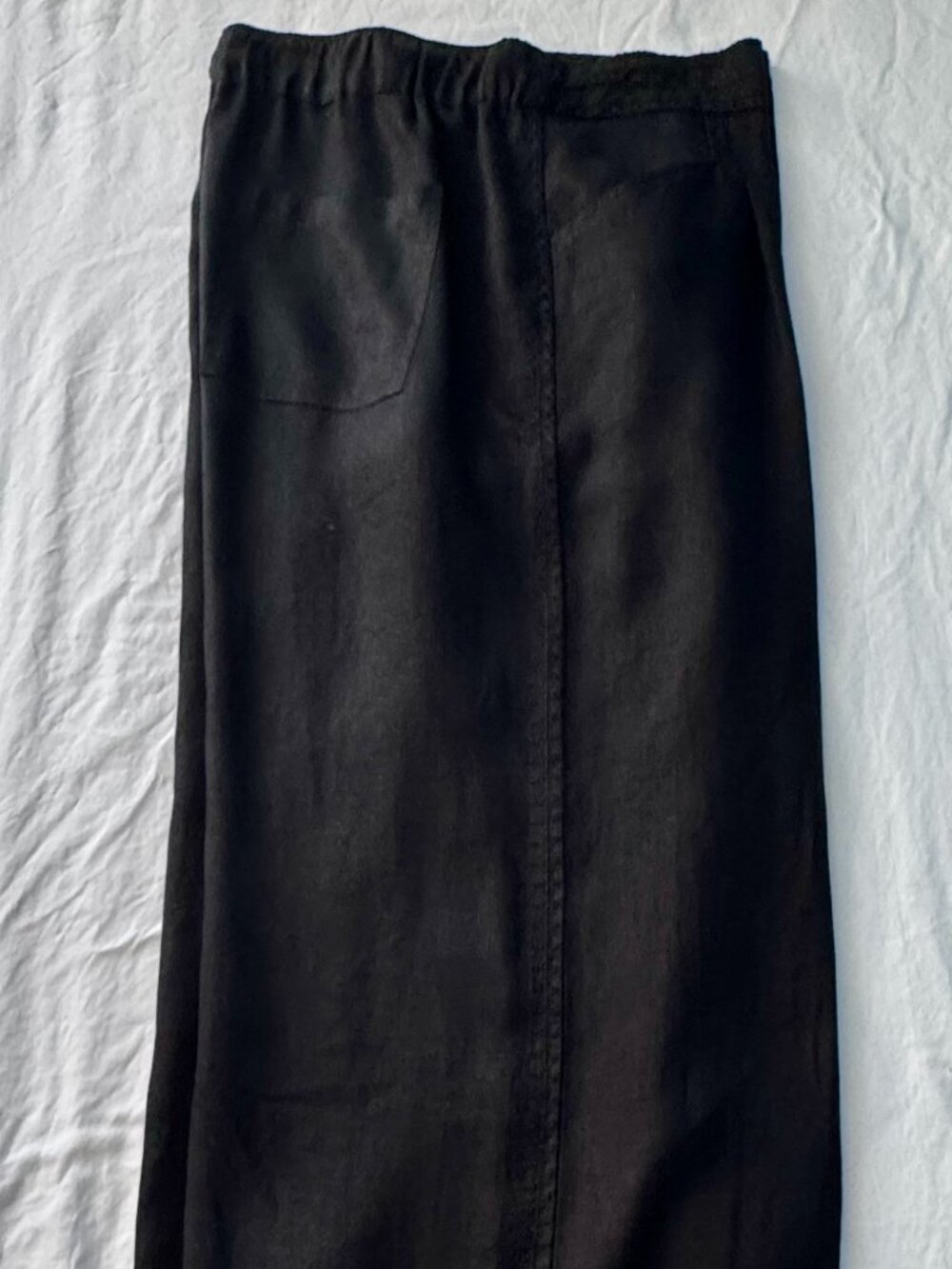 Johnny Was 100% linen black wide-leg pants with embroidery, size L